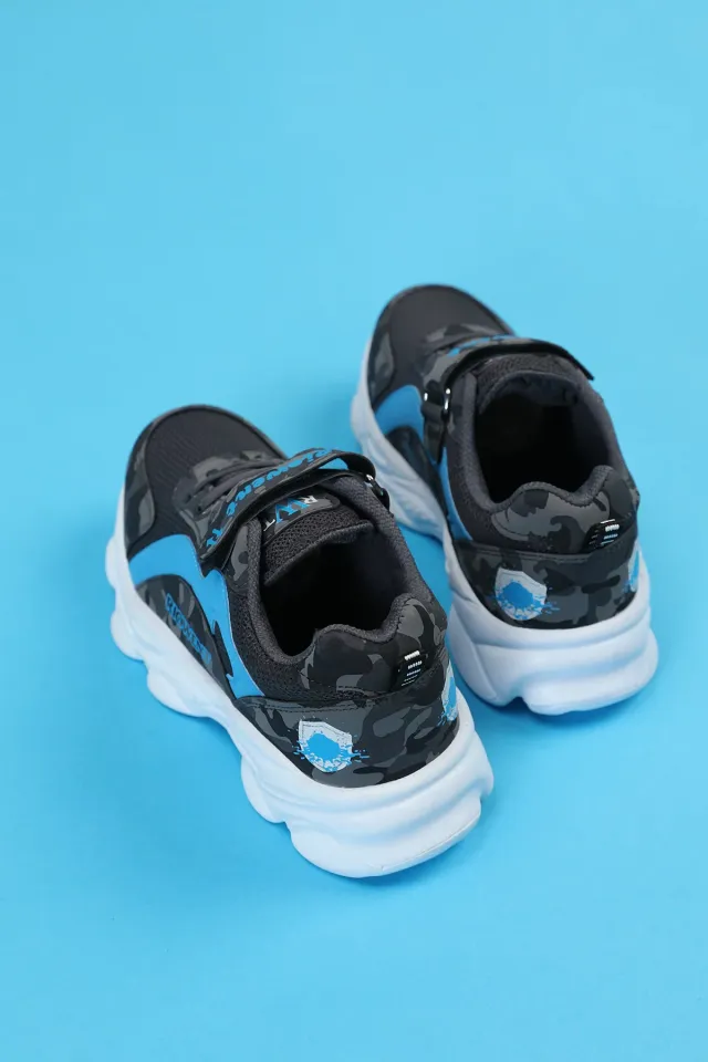 Cırtlı Çocuk Spor Ayakkabı Füme Mavi