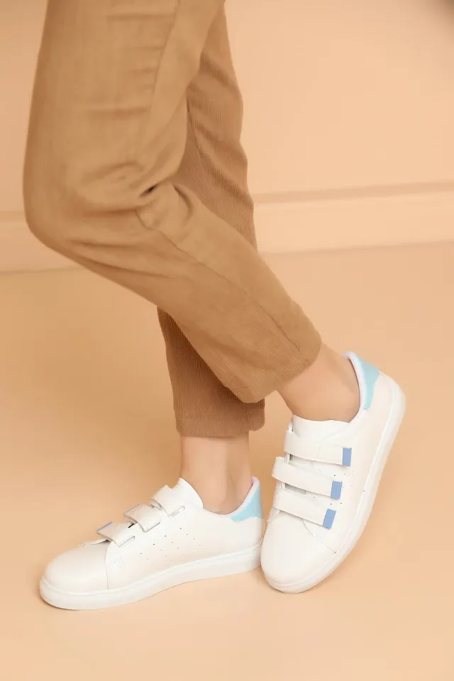 Cırtlı Kadın Spor Ayakkabı Beyazmavi