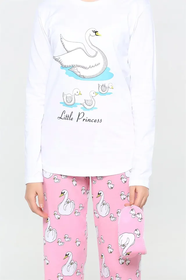 Baskılı Pijama Takımı Beyaz