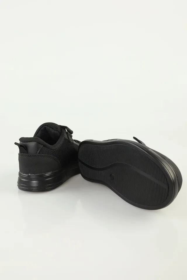Çocuk Bağcıklı Çırtlı Spor Ayakkabı Siyah