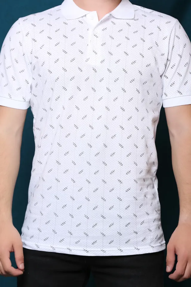 Desenli Erkek T-shirt Beyaz