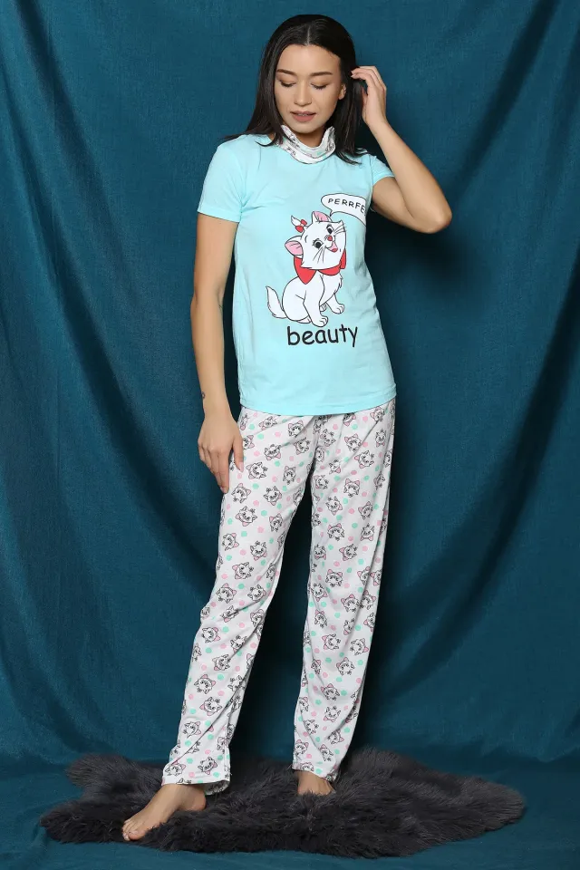 Desenli Pijama Takımı Mint