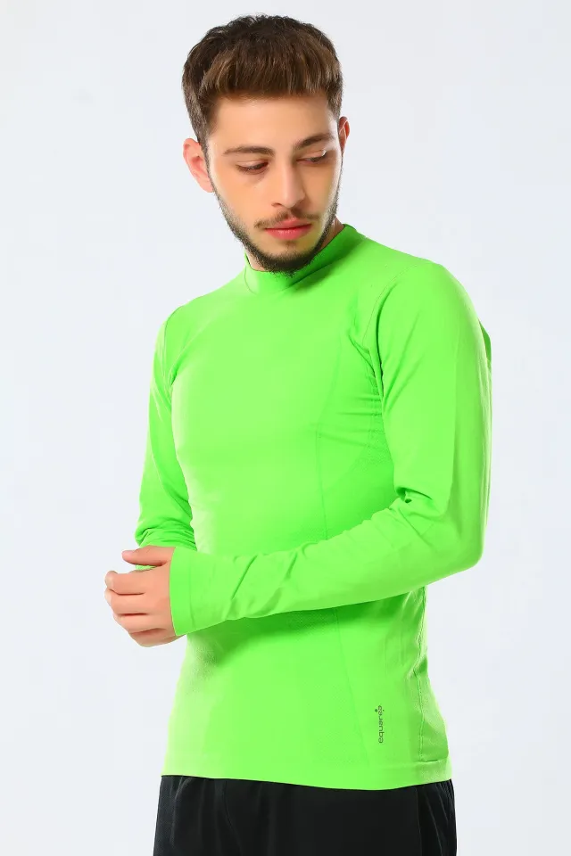 Desenli Uzun Kollu Erkek Spor Basic Body Fıstık Yeşili