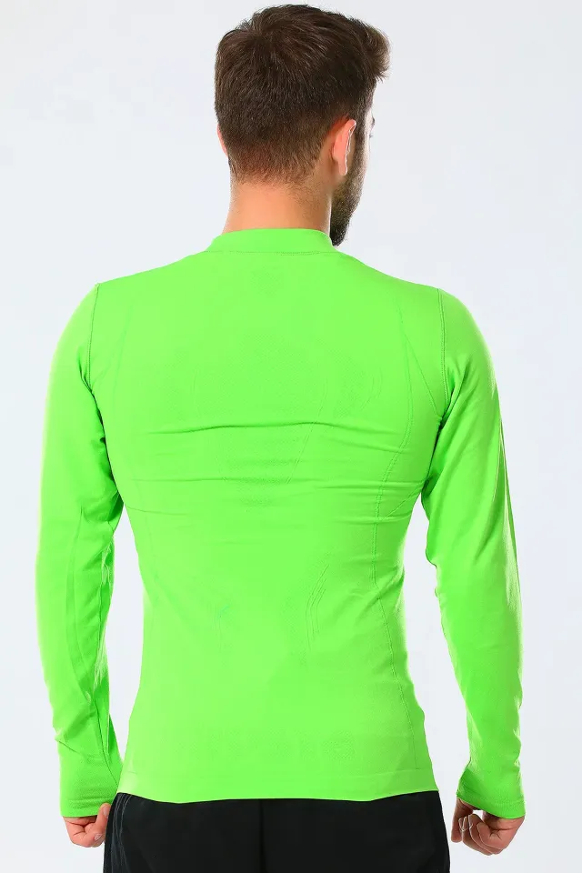 Desenli Uzun Kollu Erkek Spor Basic Body Fıstık Yeşili