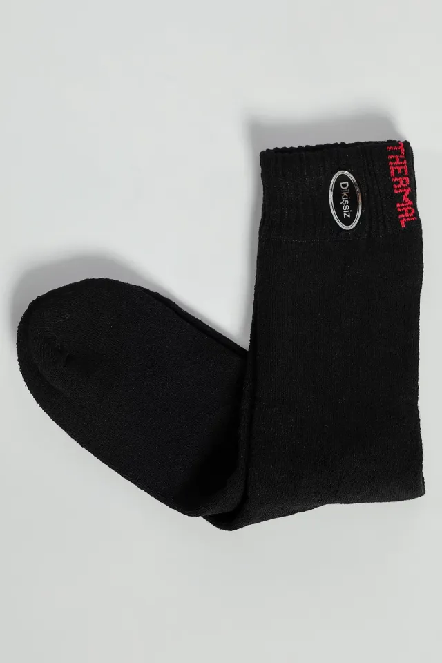 Düz Renk Kışlık Kalın Termal Çorap Erkek Siyah