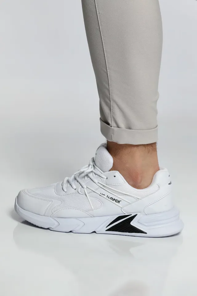 Erkek Bağcıklı Anaroklu Spor Ayakkabı Beyaz