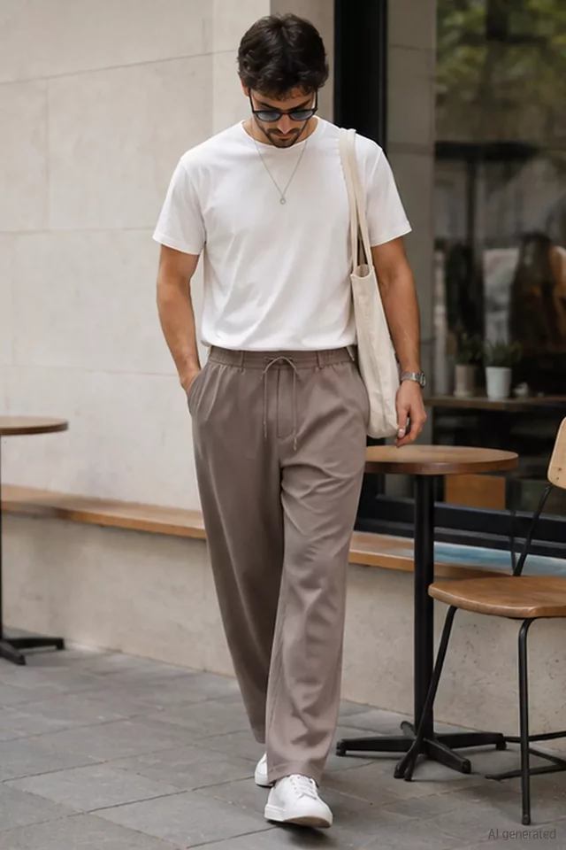 Erkek Bel Lastikli Bağlamalı Jogger Pantolon - 2