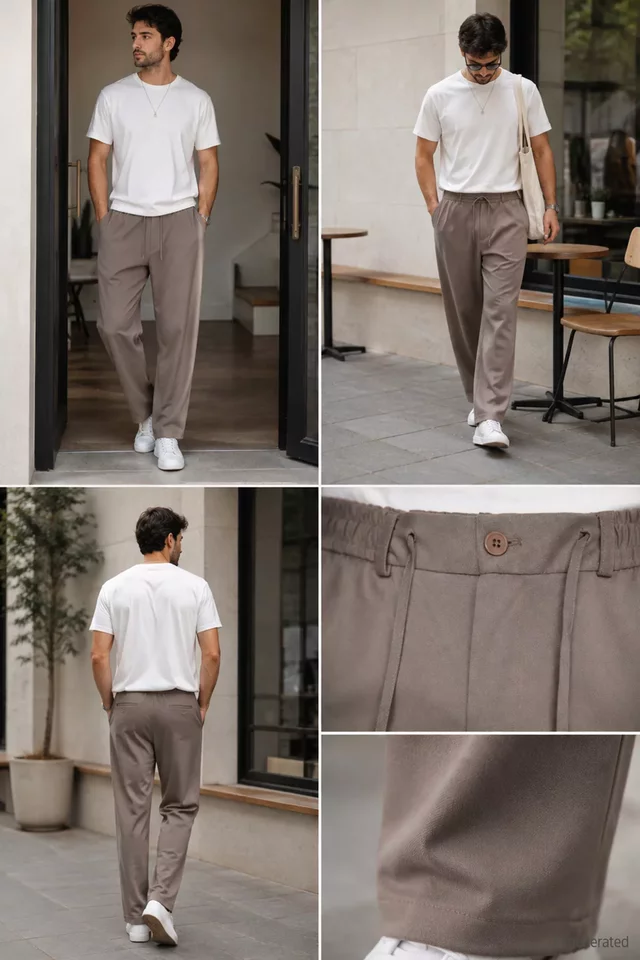 Erkek Bel Lastikli Bağlamalı Jogger Pantolon