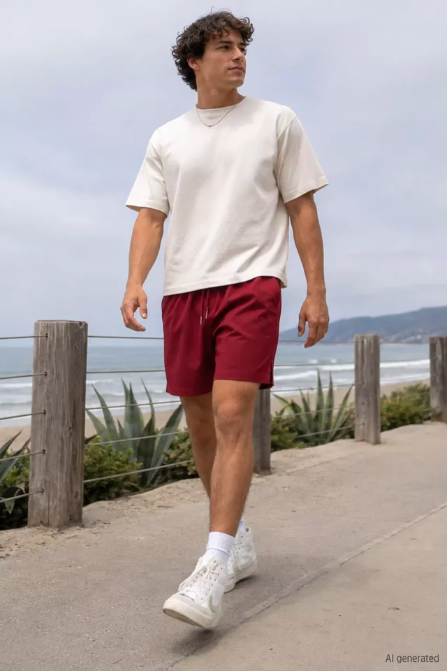 Erkek Bel Lastikli Cepli Deniz Şortu
