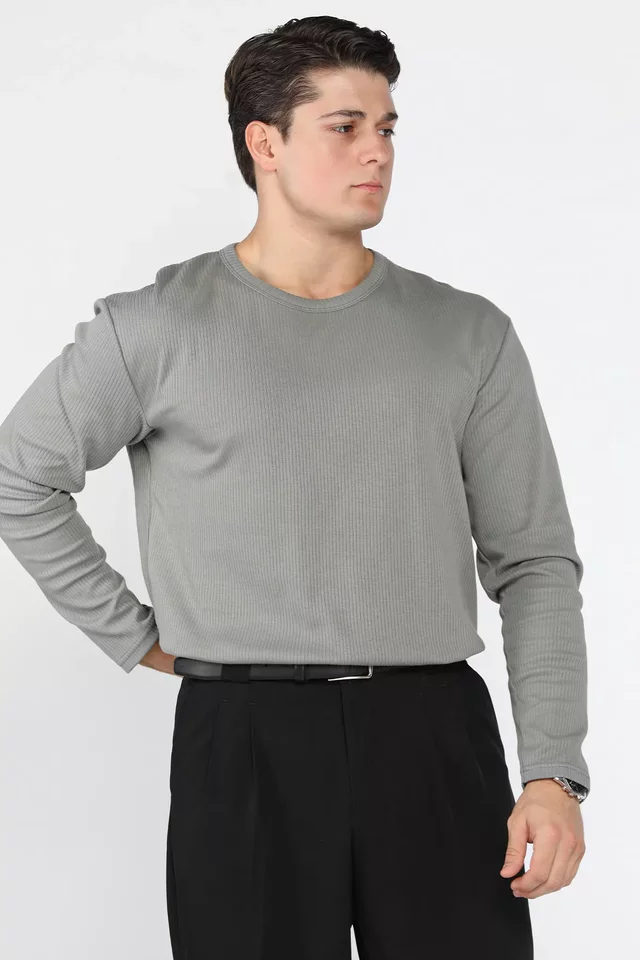 Erkek Bisiklet Yaka İnterlok Sweatshirt