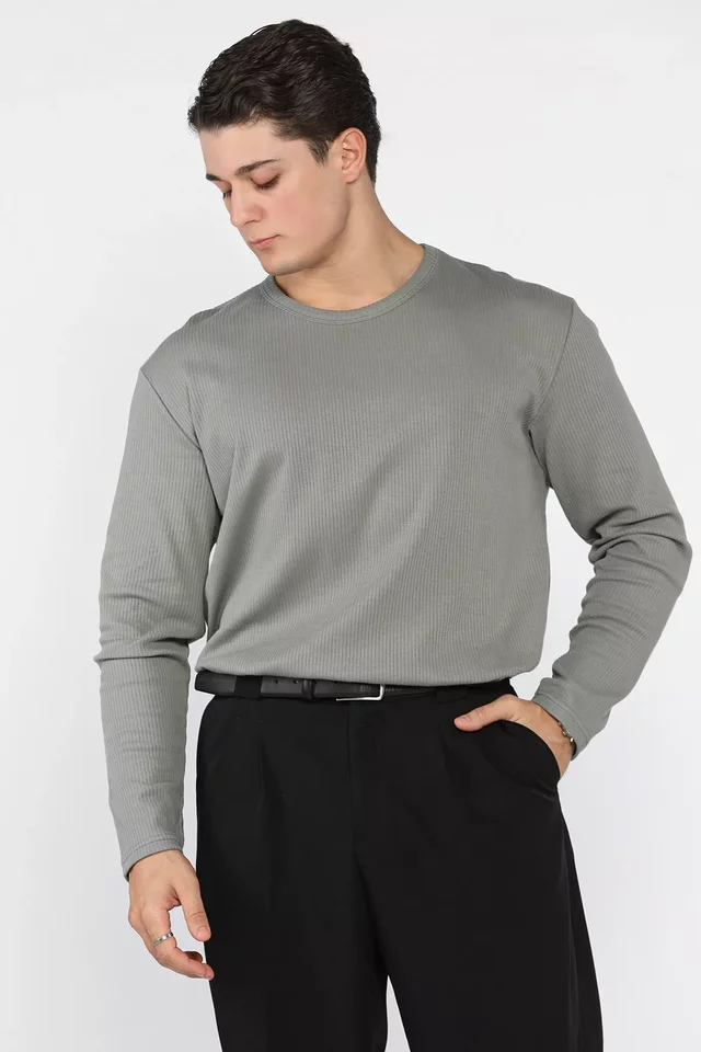 Erkek Bisiklet Yaka İnterlok Sweatshirt