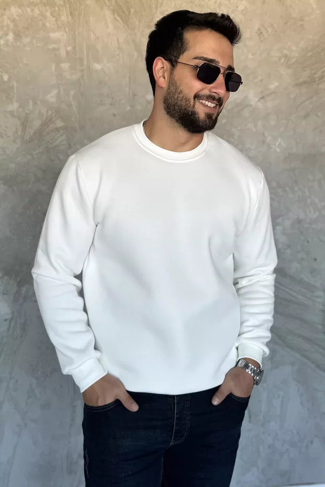 Erkek Bisiklet Yaka Şardonlu Basic Sweatshirt