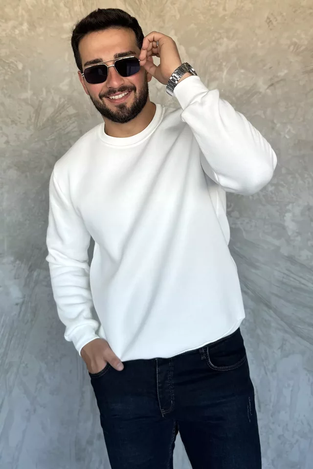 Erkek Bisiklet Yaka Şardonlu Basic Sweatshirt
