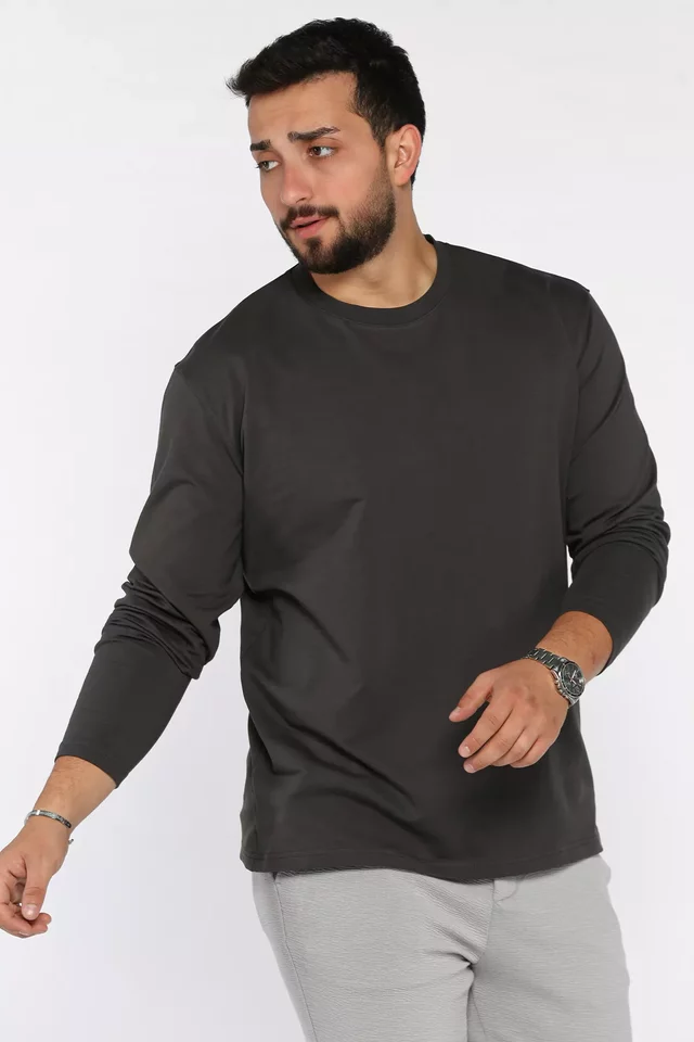 Erkek Bisiklet Yaka Basic Sweatshirt