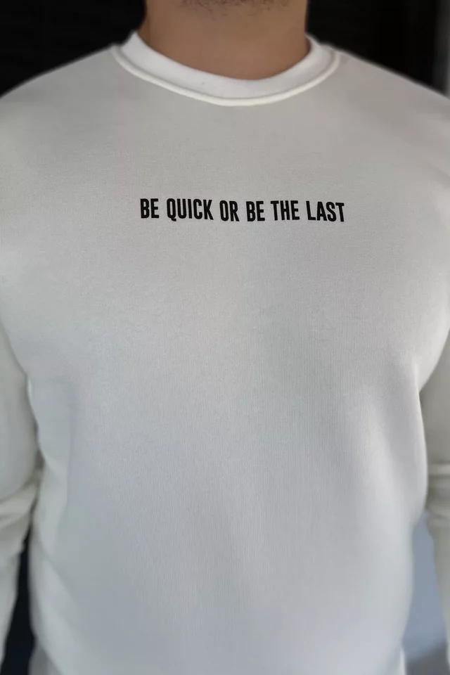 Erkek Bisiklet Yaka Baskılı Üç İplik Şardonlu Sweatshirt