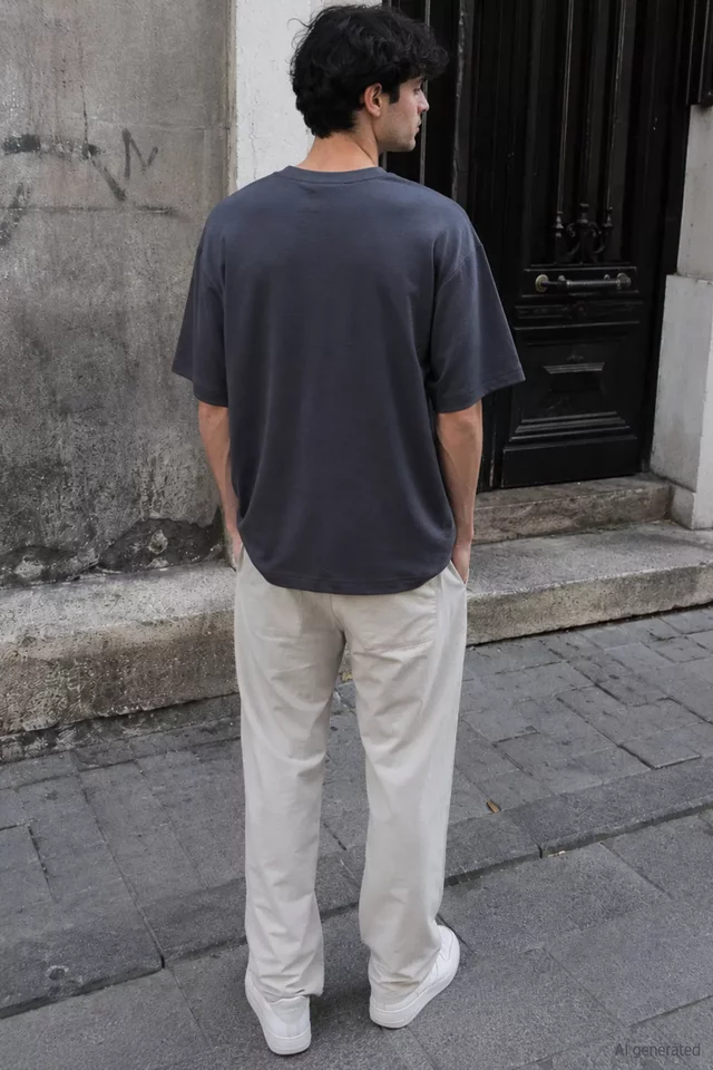 Erkek Bisiklet Yaka Ön Baskılı Tişört - 2
