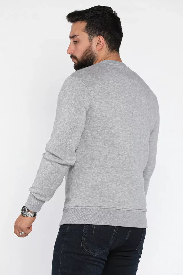 Erkek Bisiklet Yaka Üç İplik Şardonlu Sweatshirt