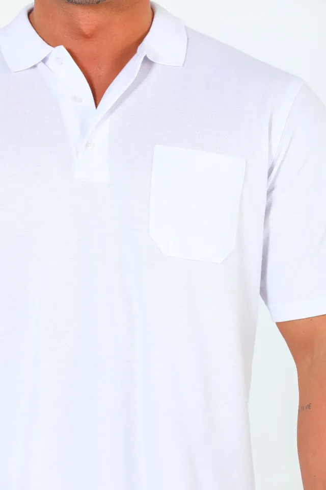 Erkek Büyük Beden Polo Yaka T-shirt Beyaz