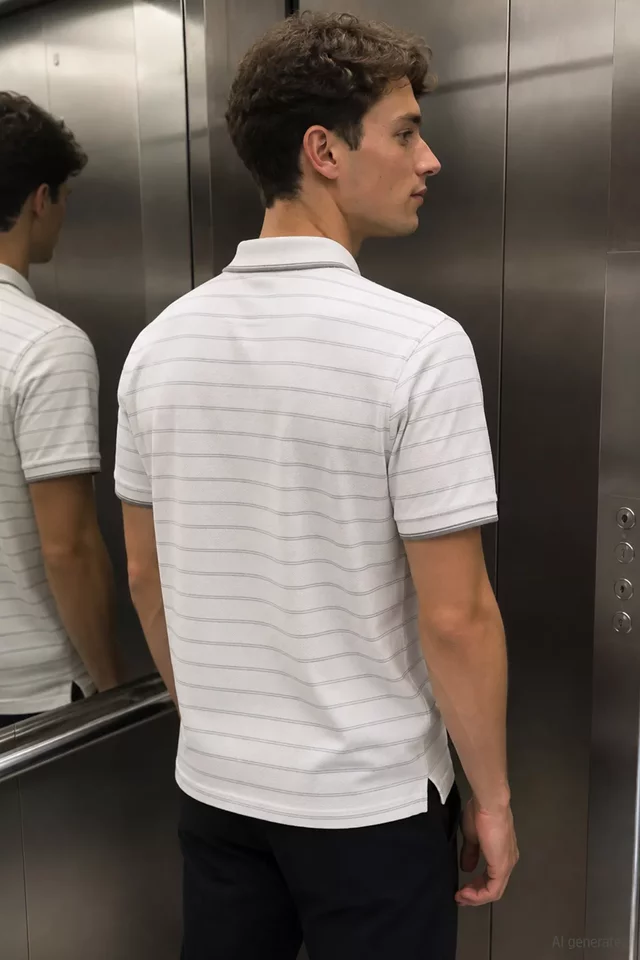 Erkek Çizgi Desenli Polo Yaka Tişört
