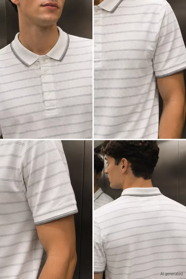 Erkek Çizgi Desenli Polo Yaka Tişört