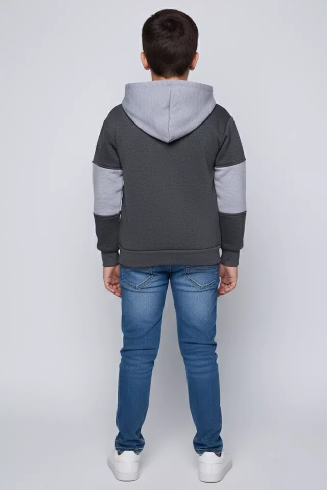 Erkek Çocuk Kapüşonlu Üç İplik Şardonlu Sweatshirt - 2