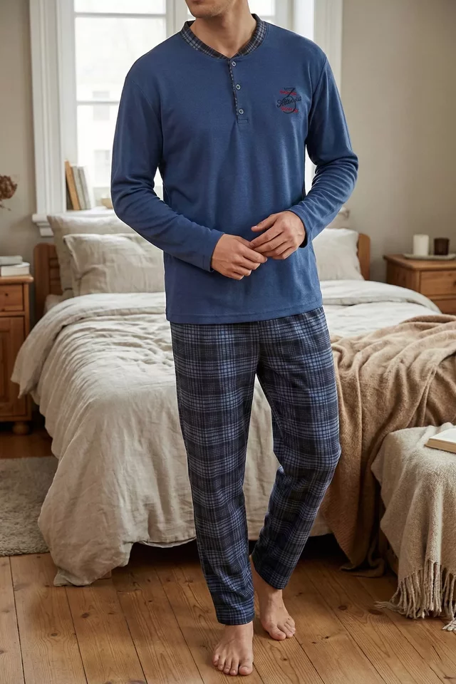 Erkek Desenli İnterlok Pijama Takımı - 1