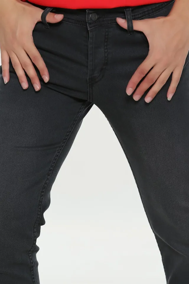Erkek Enzim Yıkamalı Kot Pantolon Füme