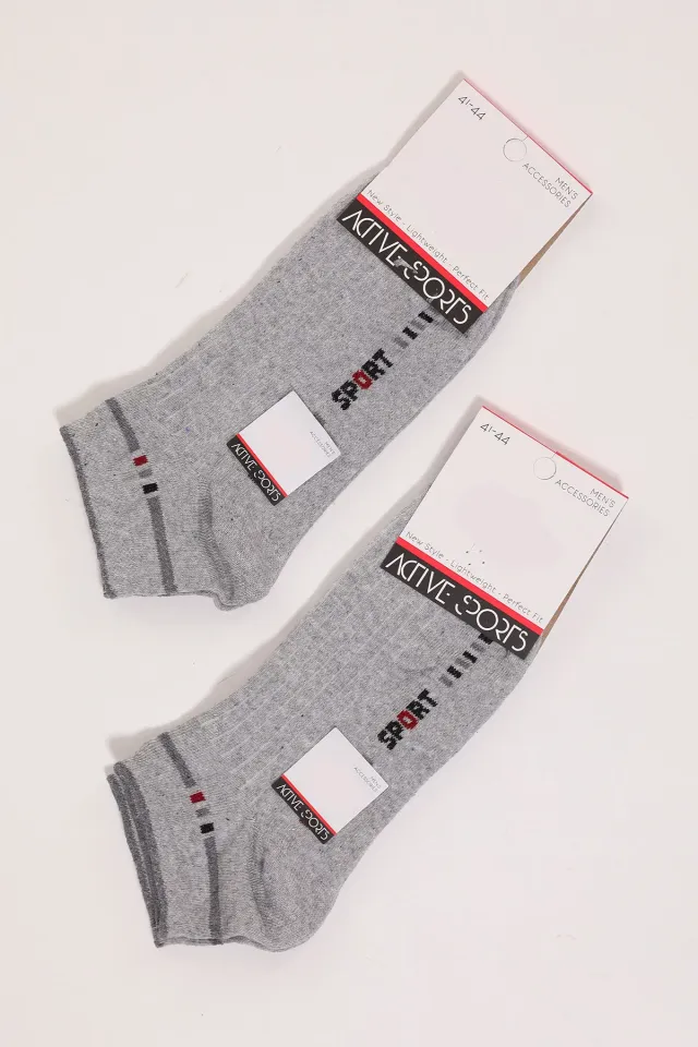 Erkek İkili Patik Çorap(40-45 Beden Aralığında Uyumludur) Gri