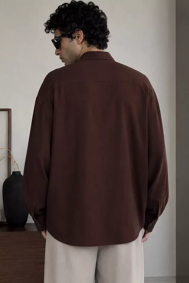 Erkek Kendinden Desenli Uzun Kol Gömlek - 2