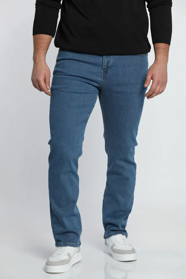 Erkek Likralı Jeans Pantolon Mavi