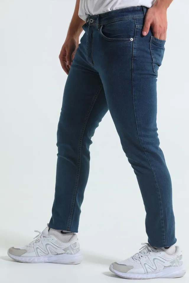 Erkek Likralı Jeans Pantolon Açıklacivert