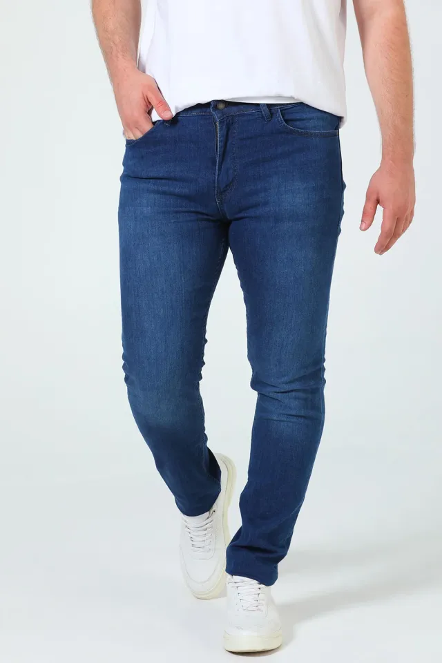 Erkek Likralı Jeans Pantolon Lacivert
