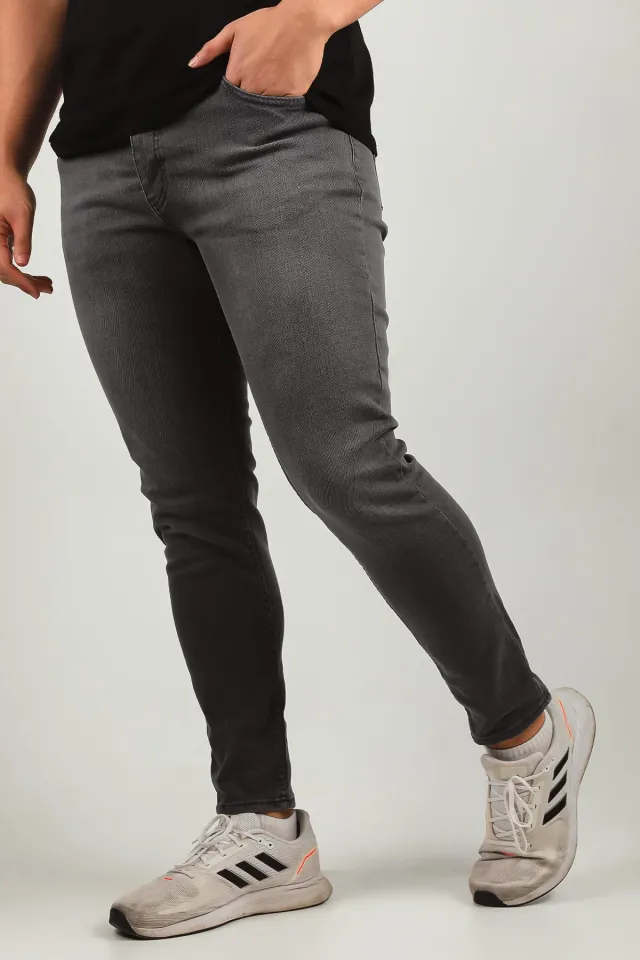Erkek Likralı Slim Fit Jeans Pantolon Koyugri