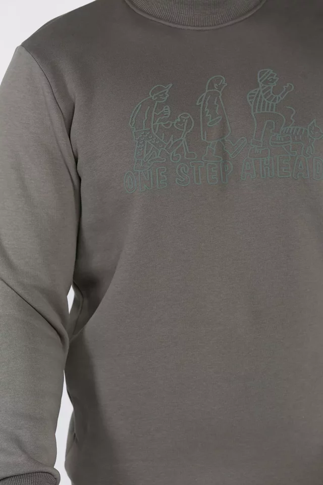Erkek Ön Baskılı Şardonlu Üç İplik Sweatshirt