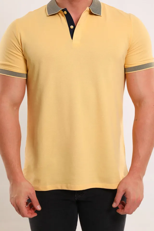 Erkek Polo Yaka Likralı Tshirt Sarı