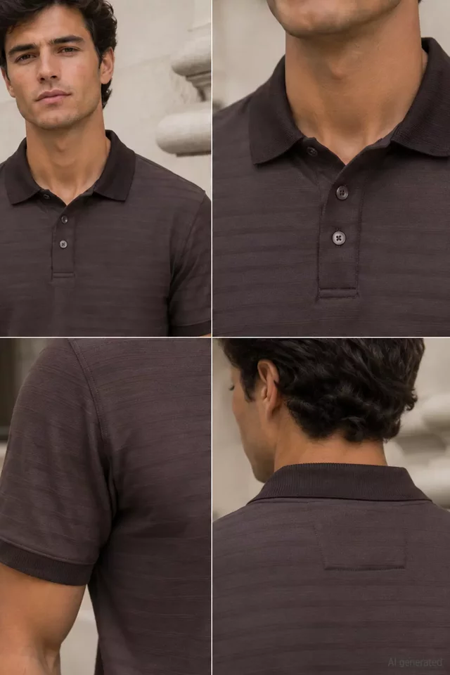 Erkek Polo Yaka Şerit Desenli Tişört