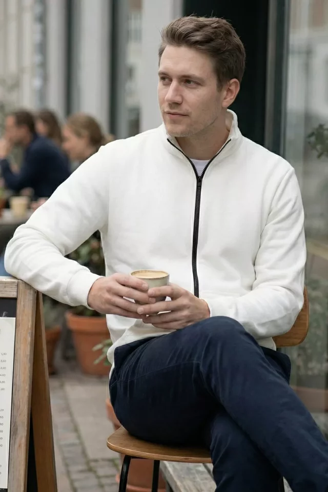 Erkek Üç İplik Şardonlu Fermuarlı Sweatshirt