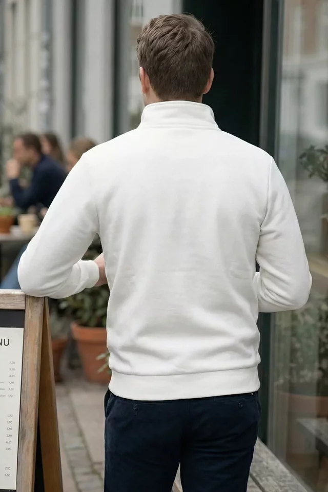 Erkek Üç İplik Şardonlu Fermuarlı Sweatshirt