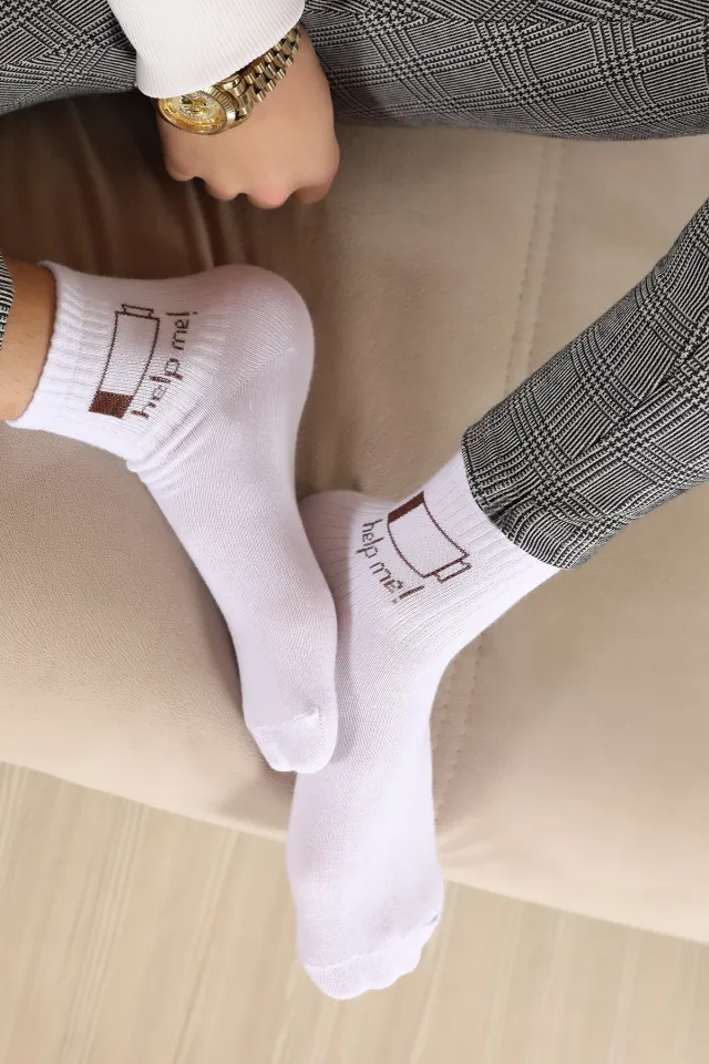 Fk Mood Help Me Unısex Çorap (36-40) Beyaz