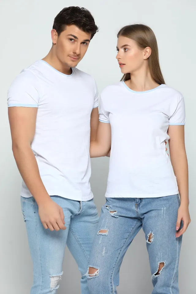 Garnili Sevgili Kombin Erkek T-shirt Beyaz