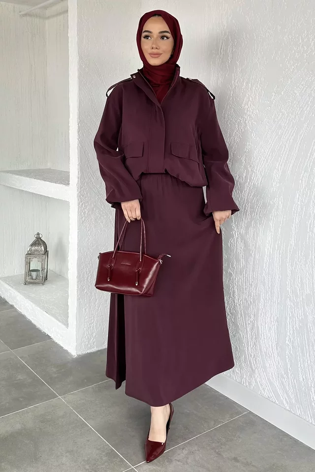 Gülseli Astarlı Ceket Etek Tesettür İkili Takım - 2