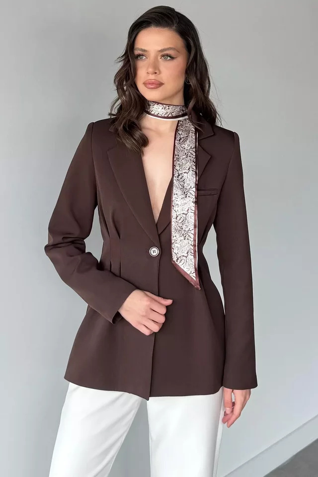 Gülseli Kadın İç Astarlı Pileli Blazer Ceket - 1