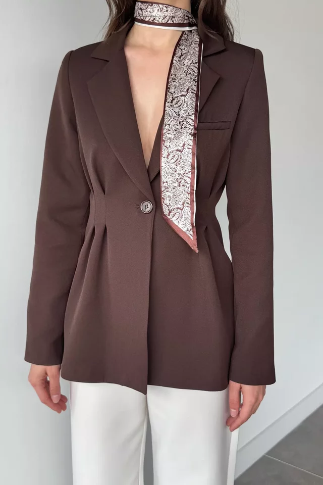 Gülseli Kadın İç Astarlı Pileli Blazer Ceket - 2