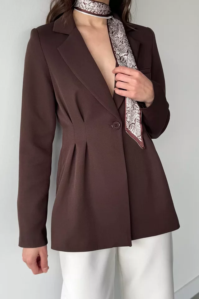 Gülseli Kadın İç Astarlı Pileli Blazer Ceket