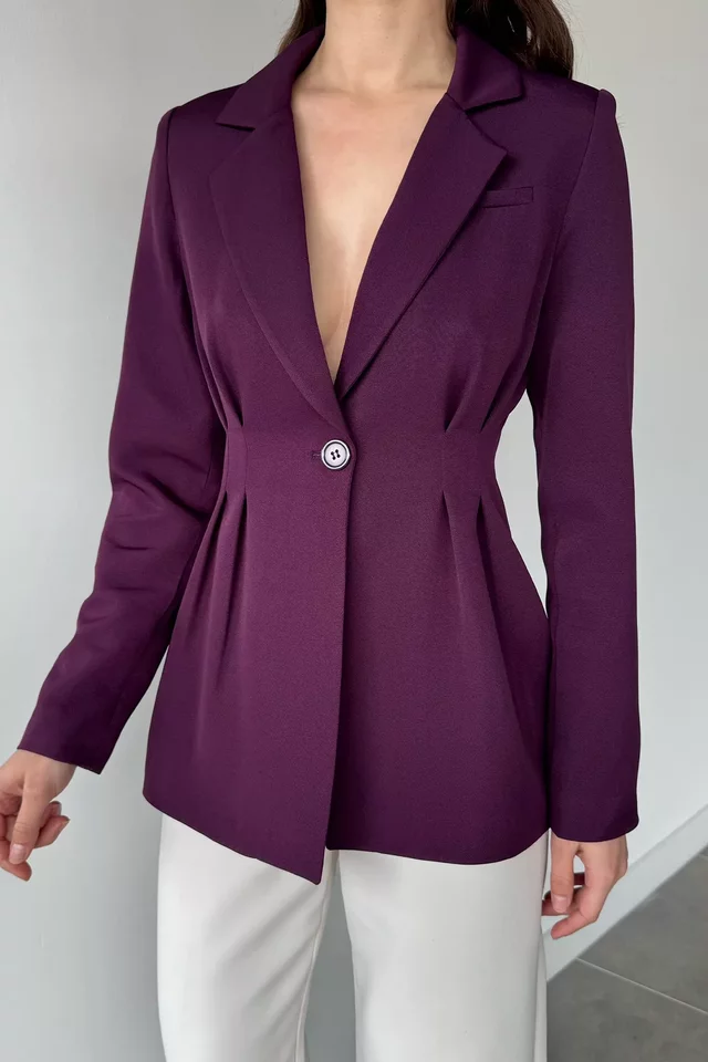 Gülseli Kadın İç Astarlı Pileli Blazer Ceket - 2