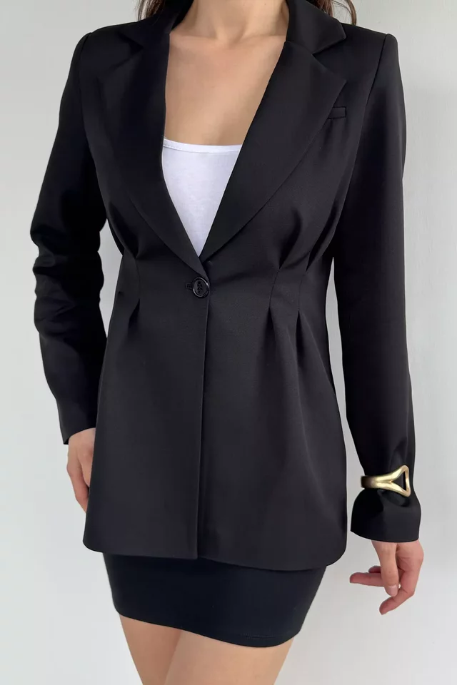 Gülseli Kadın İç Astarlı Pileli Blazer Ceket - 2