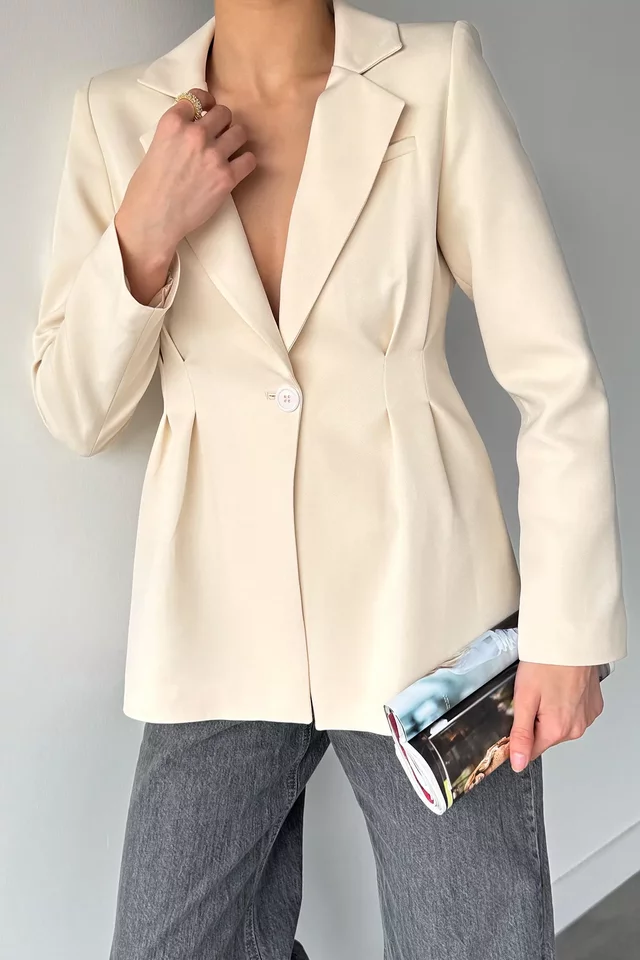 Gülseli Kadın İç Astarlı Pileli Blazer Ceket - 2