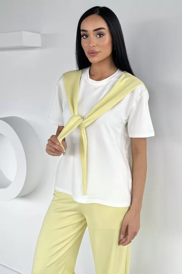 Gülseli Kadın Bel Lastikli Pantolon Ön Bağlamalı Bluz İkili Takım - 2