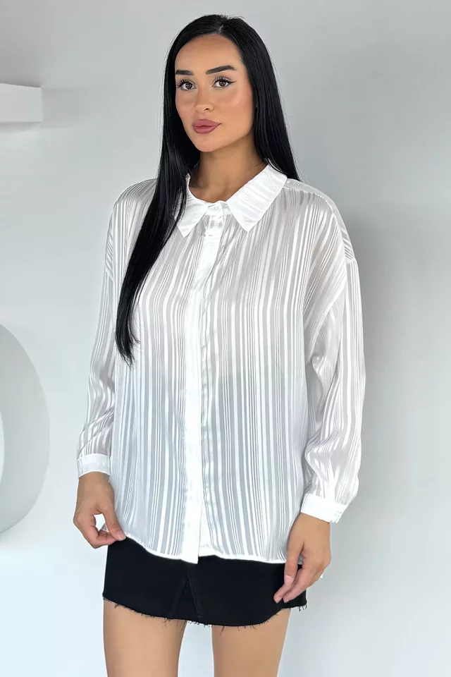 Gülseli Kadın Çizgili Şifon Gömlek - 2