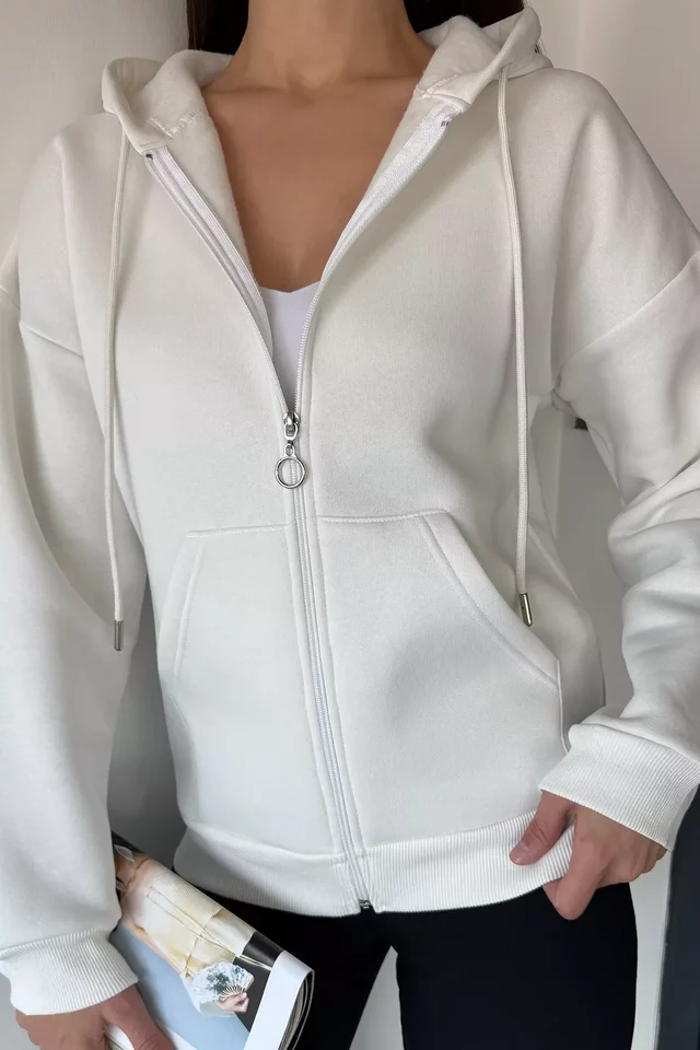 Gülseli Kadın Üç İplik Şardonlu Kapüşonlu Sweatshirt